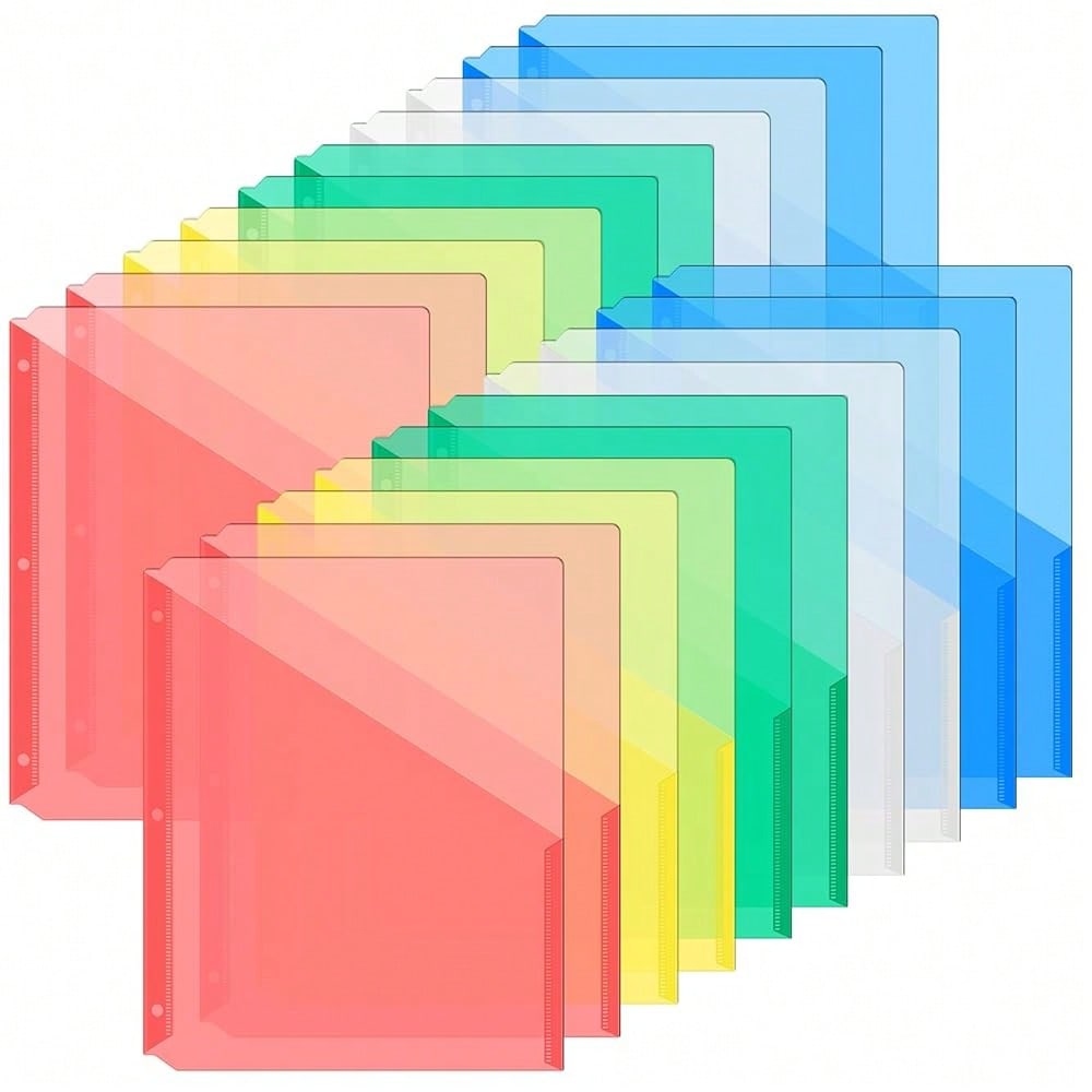 Paper Punch 3 Hole - Maitys 30 Pack Binder Pockets 3