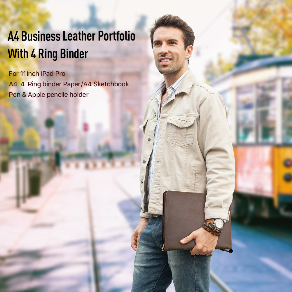 Luxury Retro A4 Cowhide Busine – Portfolio Folder Zip Bewertung und Preis