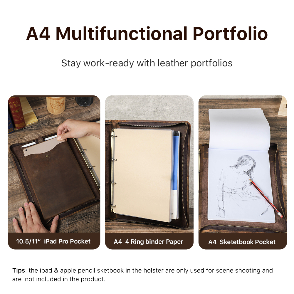 Luxury Retro A4 Cowhide Busine – Portfolio Folder Zip Bewertung und Preis