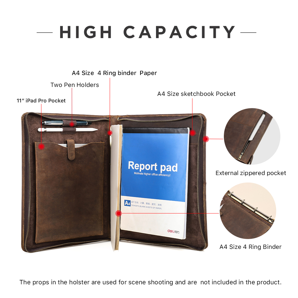 Luxury Retro A4 Cowhide Busine – Portfolio Folder Zip Bewertung und Preis