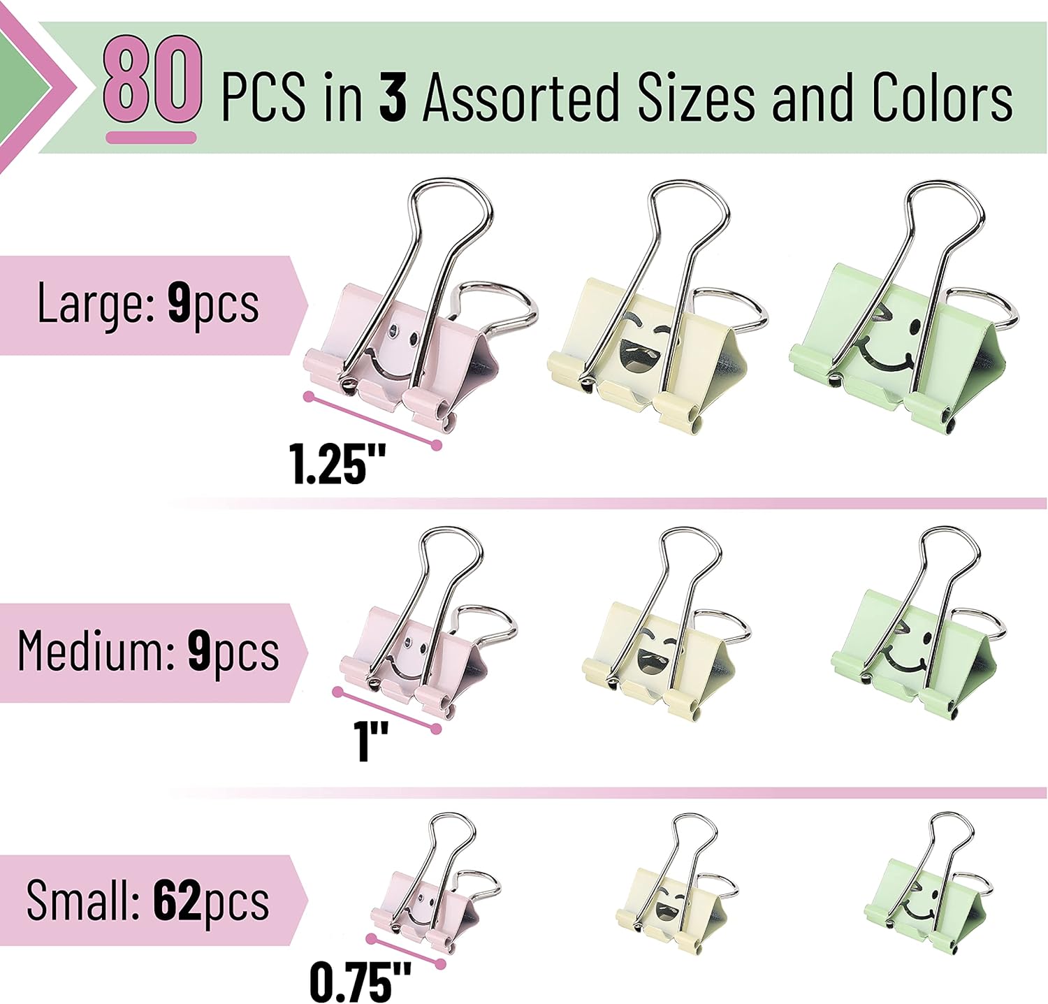 Smiley Binder Clips 80 Pack, A – Binder Clip Assorted Bewertung und Preis