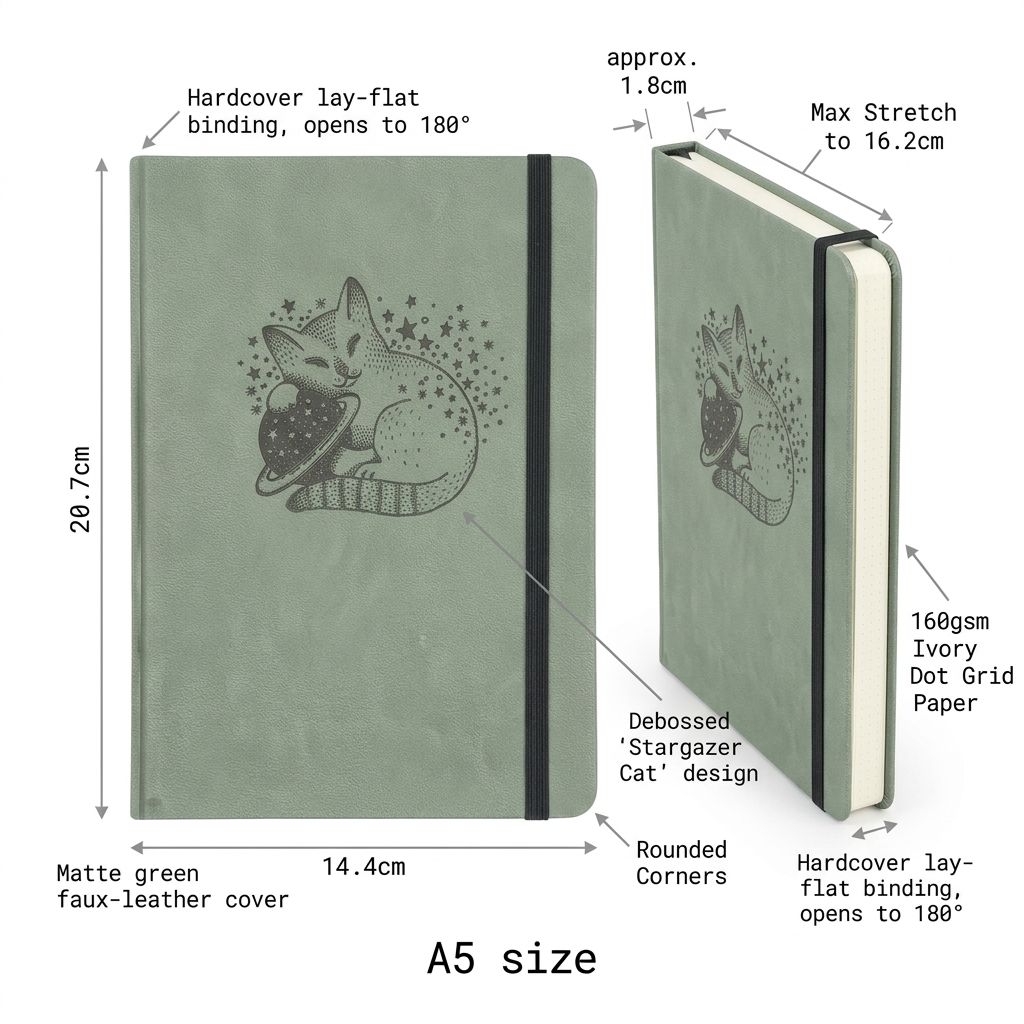 Cute Cat Planet A5 Dotted Note – Notebook Dotted A5 Bewertung und Preis