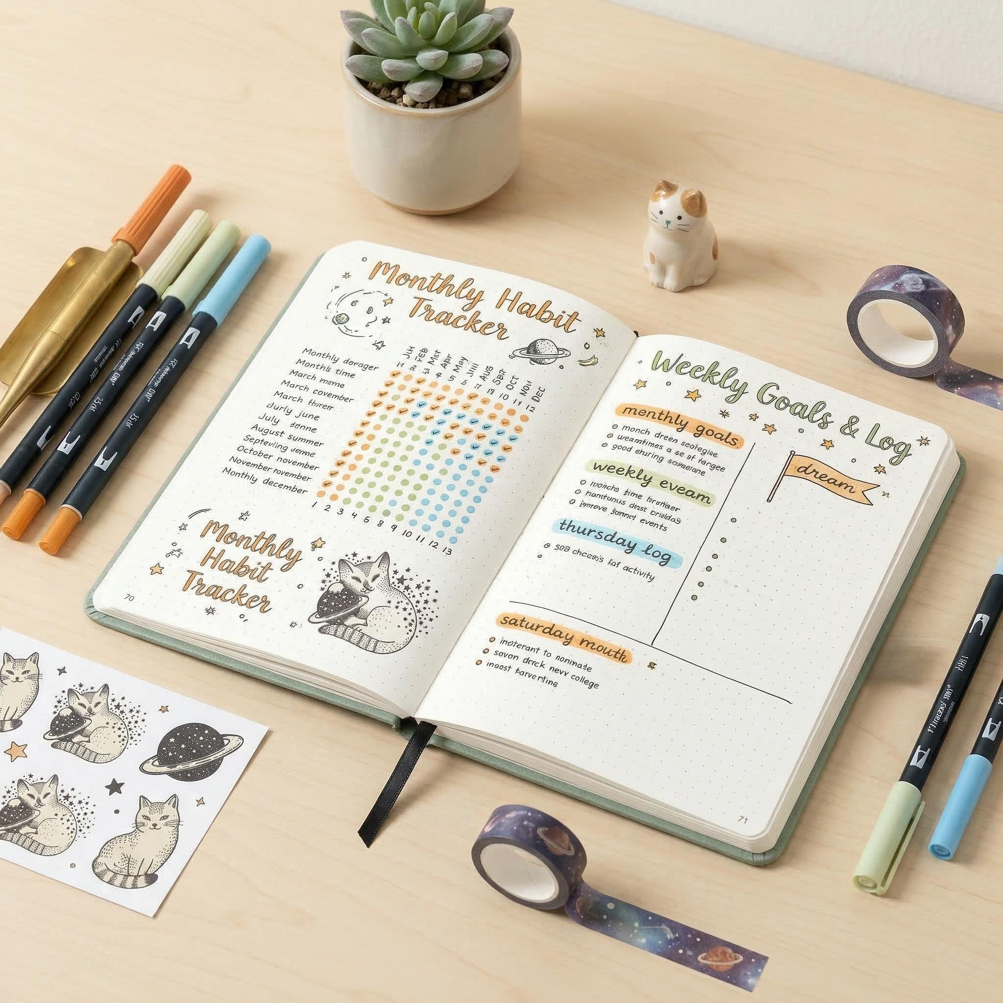 Cute Cat Planet A5 Dotted Note – Notebook Dotted A5 Bewertung und Preis