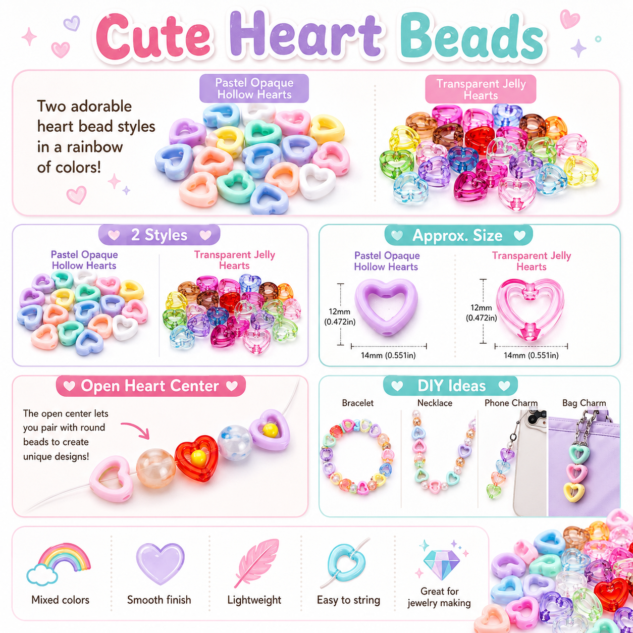 30Pcs Multicolor Clear Heart A – Stationery Supplier Bewertung und Preis
