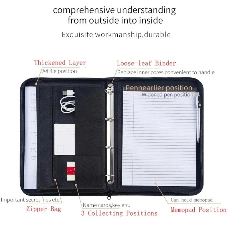 Large Black Business Portfolio – Portfolio Folder Zip Bewertung und Preis