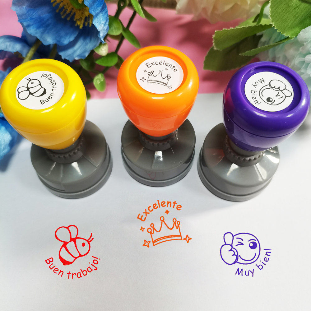 Color 3 pieces large Spanish e – Self Inking Stamp Bewertung und Preis